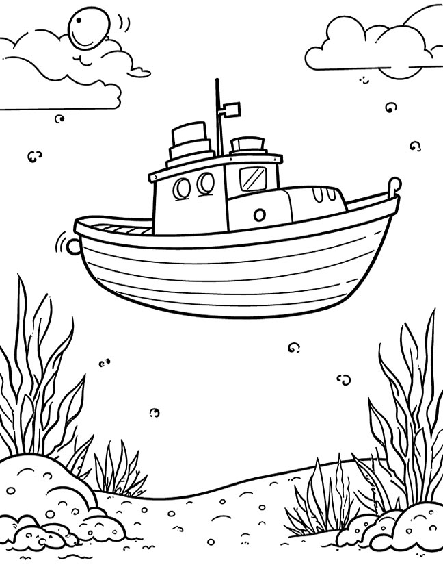 underwater boat coloring page